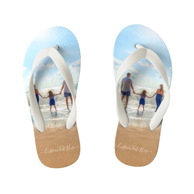 Custom Your Photo Kid's Flip Flops with Text Name (Footbed)