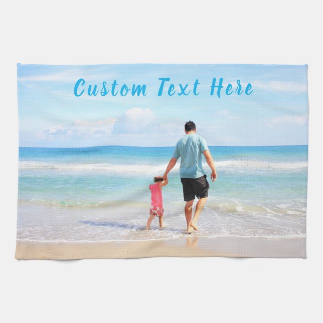 Custom Your Photo Kitchen Towel with Text (Horizontal)