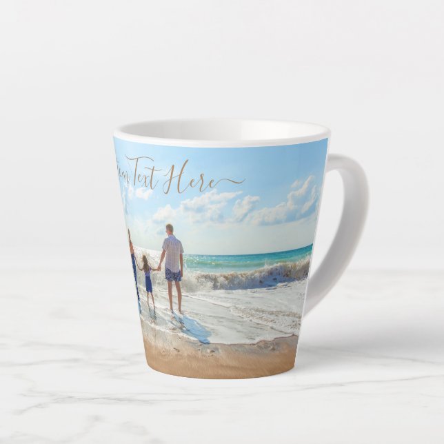 Custom Your Photo Latte Mug Gift with Text  (Right Angle)