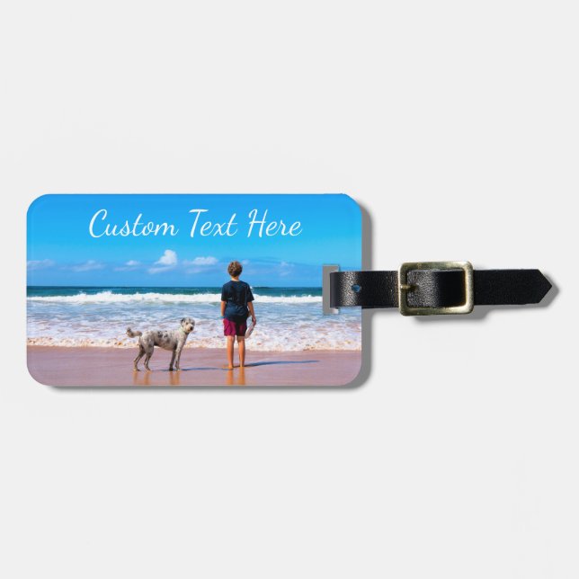 Custom Your Photo Luggage Tag with Text Name (Front Horizontal)