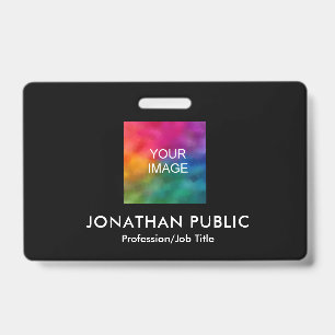 Custom Your Photo or Logo Here Template Business ID Badge