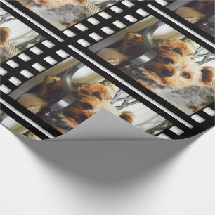 Custom Your Photo or Yorkie on Bench Wrapping Paper