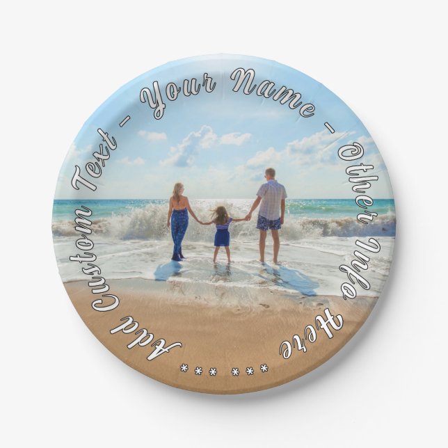 Custom Your Photo Paper Plates Personalised Text (Front)