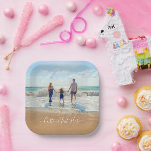 Custom Your Photo Party Paper Plates with Text