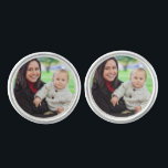 Custom your photo personalised cufflinks<br><div class="desc">Custom your photo personalised round silver plated cufflinks.  Replace photo with one of your own,  makes a great Christmas,  birthday or father's day gift for dads,  granddads,  uncles,  boyfriends,  husband</div>