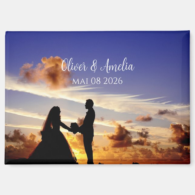 custom your photo personalised name wedding magnet (Front)