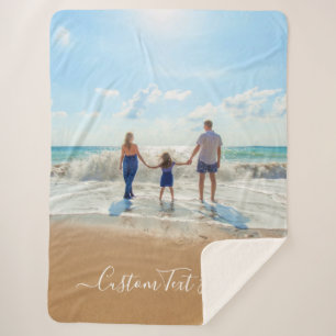 Custom Your Photo Sherpa Blanket with Text