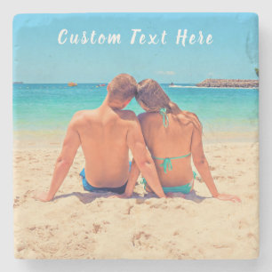 Custom Your Photo Stone Coaster Gift with Text