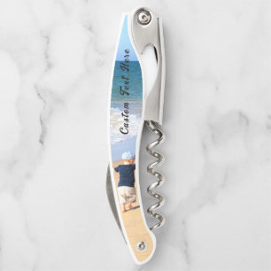 Custom Your Photo Waiter's Corkscrew with Text