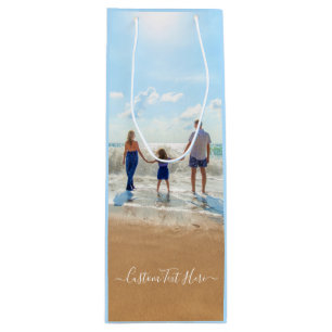 Custom Your Photo Wine Gift Bag with Text Name