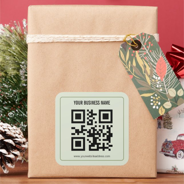Custom Your QR Code Business Name Template Square Sticker (Holiday)
