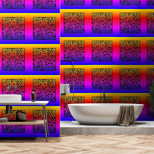Custom Your QR Code Scan Personalised Modern Colou Wallpaper (Bathroom)
