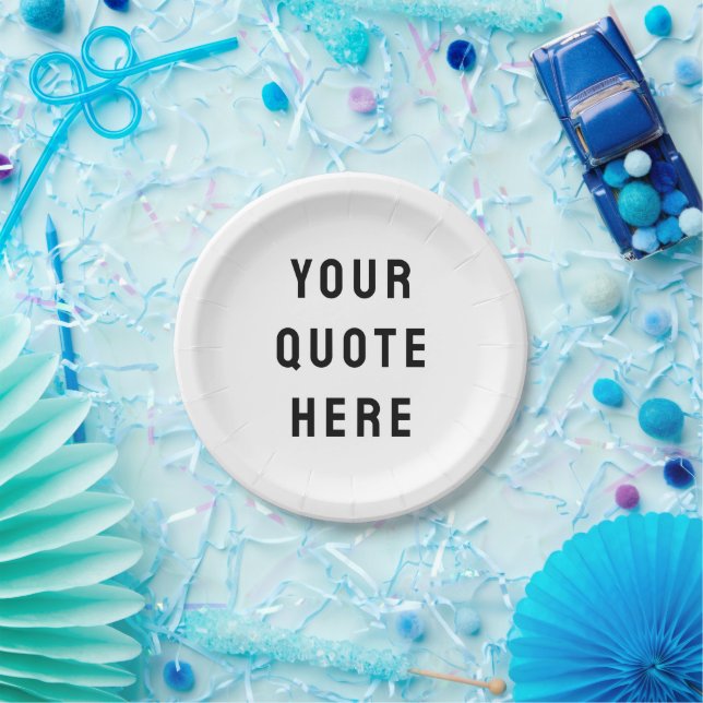 Custom Your Quote Here Personalised Text Her Party Paper Plate (Party)
