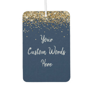 Custom Your Quote Personalised Navy White Gold Car Air Freshener