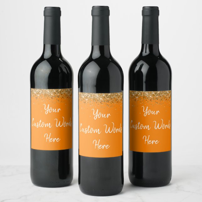 Custom Your Text Here Personalised Orange Her Gift Wine Label (Bottles)