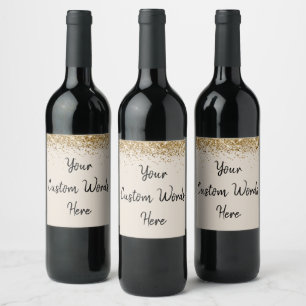 Custom Your Text Here Personalised Sand Black Gift Wine Label