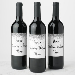 Custom Your Text Here Personalised White & Silver Wine Label