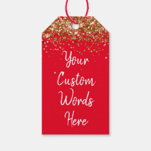 Custom Your Text Here Personalized Red Gold White Gift Tags