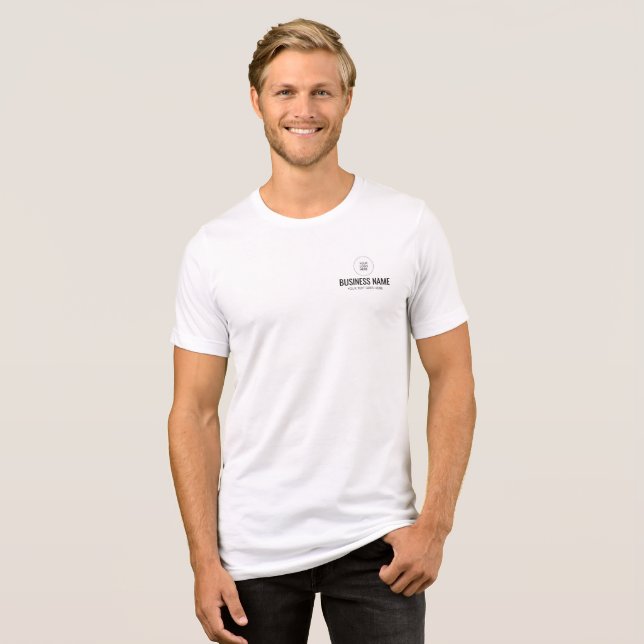Custom Your Text Logo Template Mens White Modern Tri-Blend Shirt (Front Full)