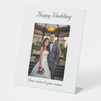 custom your wedding photos pedestal sign