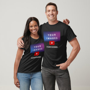 Custom Youtube Channel Name and Add Images Black T-Shirt