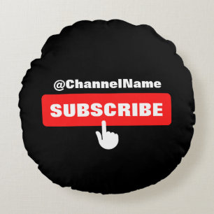 Custom Youtube Subscribe Shirt With Channel Name Round Cushion
