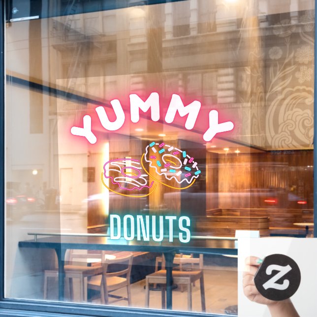 Custom Yummy Sprinkle Doughnuts Faux Neon Lights  (Cafe Window)