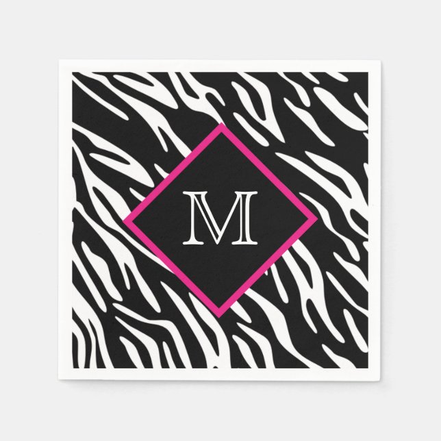 Custom Zebra Print Monogram Napkins (Front)