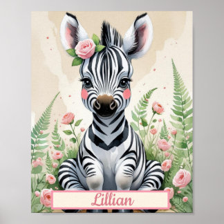 Custom Zebra Safari-Themed Nursery For Girls Poster