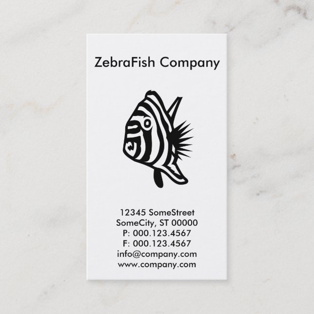 custom zebrafish company business card (Front)