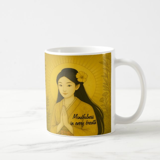 Custom Zen Meditation art Mindfulness Yoga Yellow  Coffee Mug (Right)