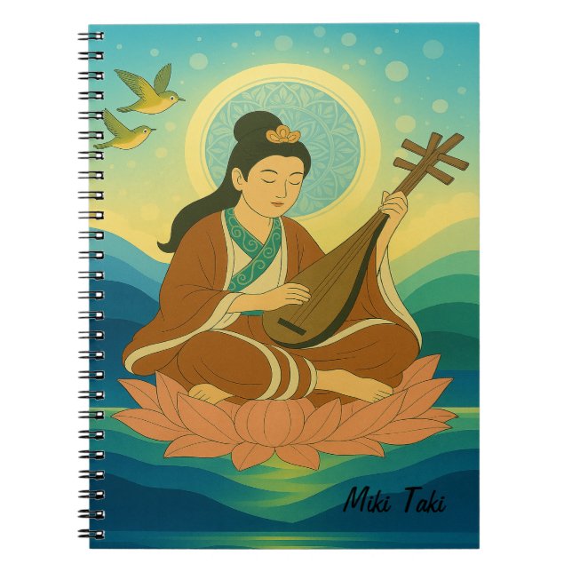 Custom Zen Meditation Mindful Goddess Benzaiten   Notebook (Front)