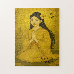 Custom Zen Meditation Mindful Japan illustration Jigsaw Puzzle