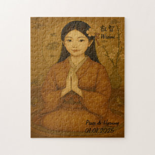 Custom Zen Meditation Mindful Japan illustration Jigsaw Puzzle