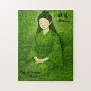 Custom Zen Meditation Mindful Japan illustration Jigsaw Puzzle