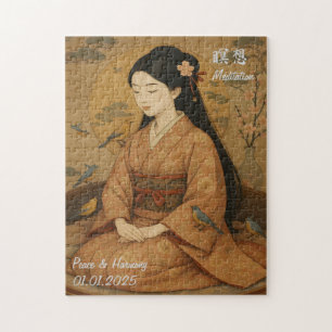Custom Zen Meditation Mindful Japan illustration Jigsaw Puzzle