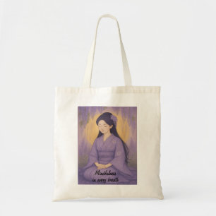 Custom Zen Meditation Whimsical Art Mindfulness Tote Bag