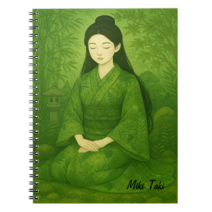 Custom Zen Yoga Meditation Mindfulness Art Green Notebook