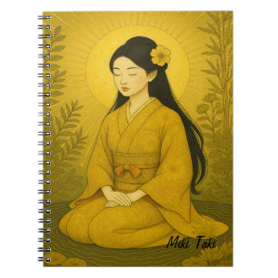 Custom Zen Yoga Meditation Mindfulness Art Yellow Notebook