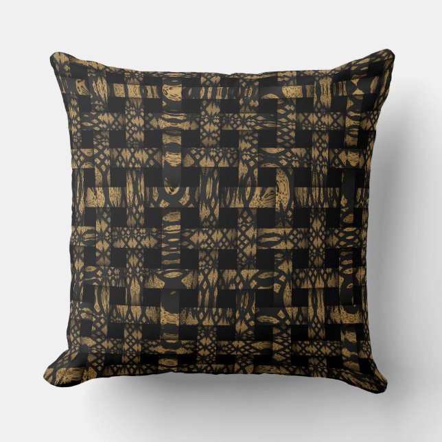 Custom Zigzag Leopard Black Weave Pattern Pillow (Front)