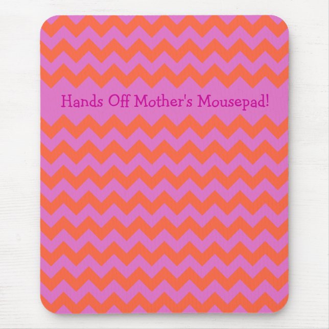Custom Zigzag Mousepad, Magenta Orange Chevrons Mouse Pad (Front)
