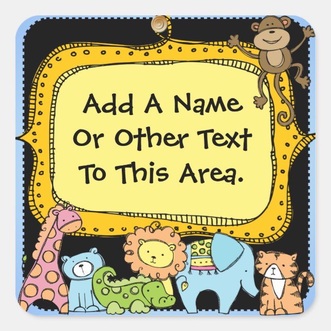 Custom Zoo Animals Elephant Giraffe Lion Stickers (Front)