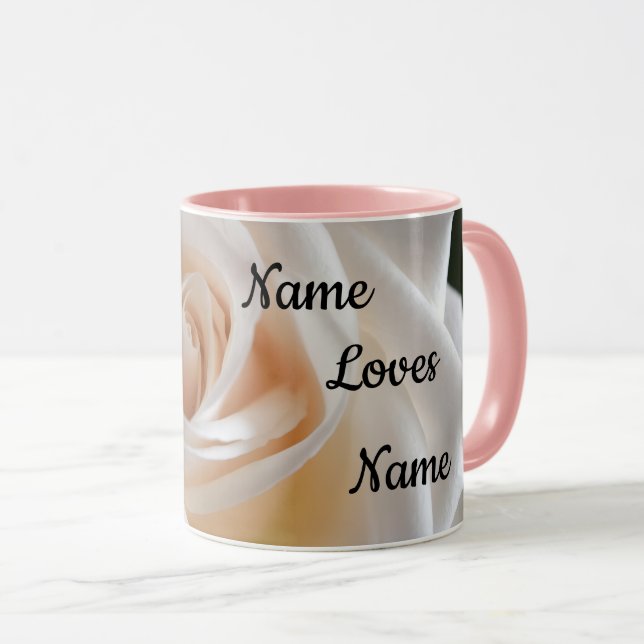 Customable White Rose "Love You" mug (Front Right)