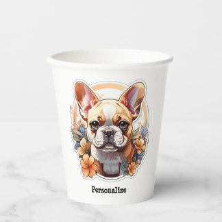 Customaizable Cute Frenchie Paper Cups