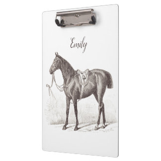Custome chic vintage monogram horse equestrian clipboard