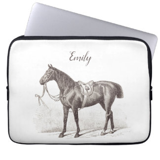Custome chic vintage monogram horse equestrian laptop sleeve