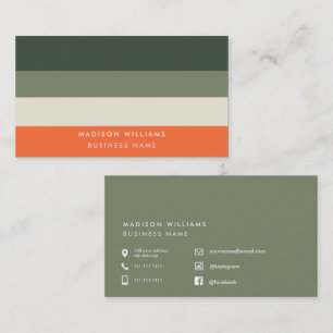 Custome Colorblock Horizontal Stripe Monogram  Bus Business Card