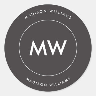 Custome Minimal Monogram Classic Round Sticker