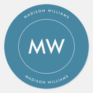 Custome Minimal Monogram Classic Round Sticker