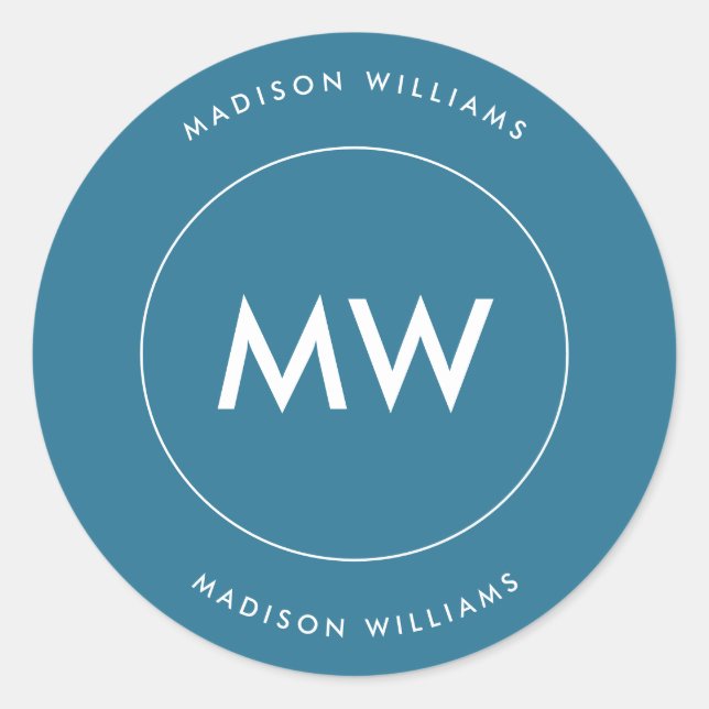 Custome Minimal Monogram Classic Round Sticker (Front)
